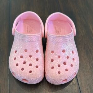 Kids Pink Glitter Clogs